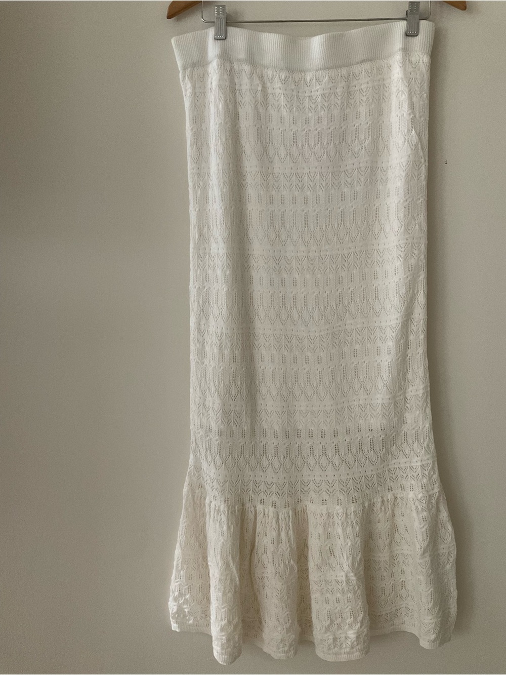 HOUSE OF HARLOW 1960 Lace Crochet Ruffle Knit Midi Maxi Skirt Mermaid Hem Boho. - Picture 9 of 9
